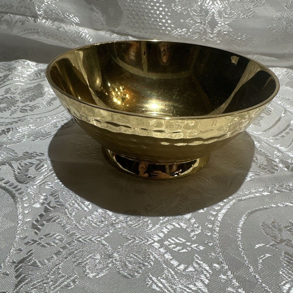 Hammered Gold Tone Vase  / Bowl/trinket  Tray